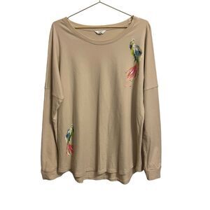 Crown & Ivy Long Sleeve Cotton Peacock Lightweight Sweatshirt XL